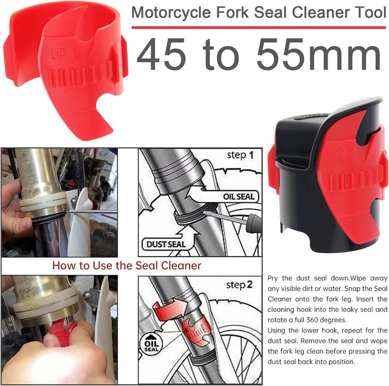 Windance Motorcycle Fork Seal Saver Cleaner,Front Fork Seal Clean Tool, Shock Repairing Absorber Tool 45mm-55mm (Red) - Image 2